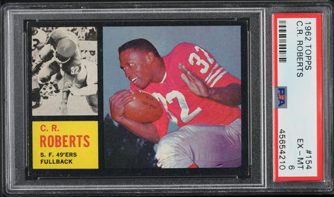 1962 Topps FB Card #154 C.R. Roberts San Francisco 49ers ROOKIE RC PSA 6 EXMT (MGD2)