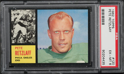 1962 Topps FB Card #120 Pete Retzlaff Philadelphia Eagles HOF SP PSA 6 EXMT (MGD2)