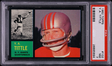 1962 Topps FB Card #102 Y.A. Tittle San Francisco 49ers HOF PSA 7 NRMT (MGD2)