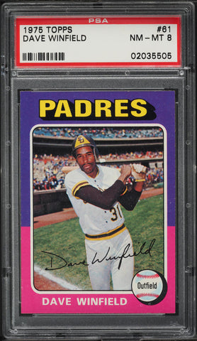 1975 Topps BB Card # 61 Dave Winfield San Diego Padres HOF PSA 8 NM-MT (MGD2)