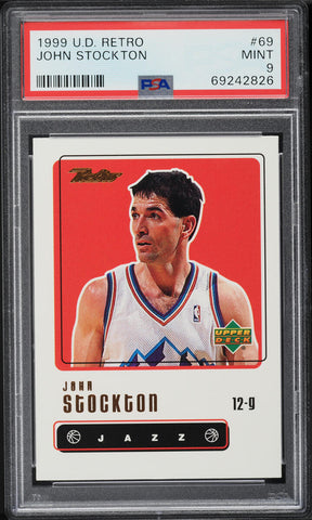 1999 Upper Deck Retro BkB Card # 69 John Stockton Utah Jazz HOF PSA 9 MINT (MGD2)