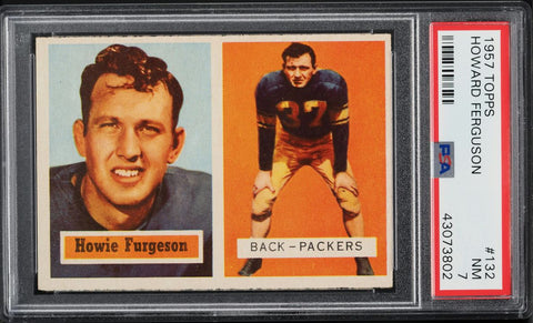 1957 Topps FB Card #132 Howard Ferguson Green Bay Packers HOF SP PSA 7 NRMT (MGD2)
