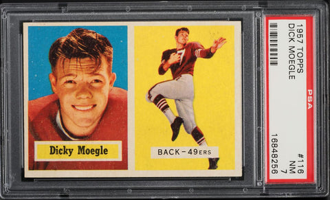 1957 Topps FB Card #116 Dick Moegle San Francisco 49ers HOF SP PSA 7 NRMT (MGD2)