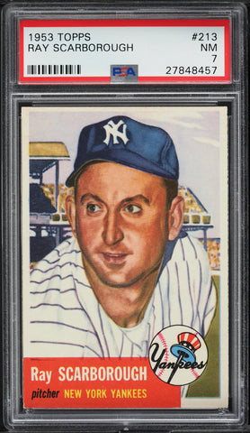 1953 Topps BB Card #213 Ray Scarborough New York Yankees PSA 7 NRMT (MGD2)