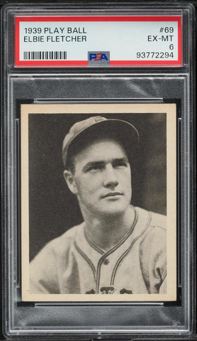1939 Play Ball BB Card # 69 Elbie Fletcher Boston Bees ROOKIE RC PSA 6 EXMT (MGD2)