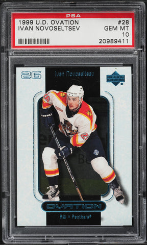 1999 Upper Deck Ovation Hockey Card # 28 Ivan Novoseltsev ROOKIE RC PSA 10 (MGD2)
