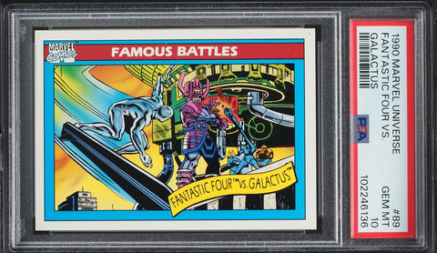 1990 Impel Marvel Universe Card # 89 Fantastic Four Vs. Galactus PSA 10 GEM MINT (MGD2)