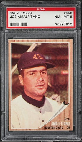 1962 Topps BB Card #456 Joe Amalfitano Houston Colt .45s PSA 8 NM-MT (MGD2)