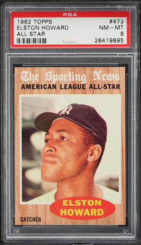 1962 Topps BB Card #473 Elston Howard New York Yankees ALL-STAR PSA 8 NM-MT (MGD2)