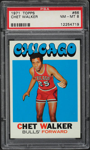 1971 Topps BkB Card # 66 Chet Walker Chicago Bulls HOF VARIATION PSA 8 NM-MT (MGD2)