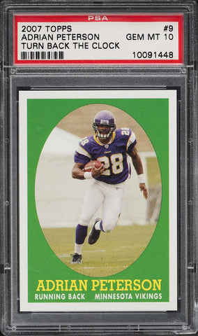 2007 Topps FB Turn Back the Clock Card # 9 Adrian Peterson ROOKIE RC PSA 10 (MGD2)