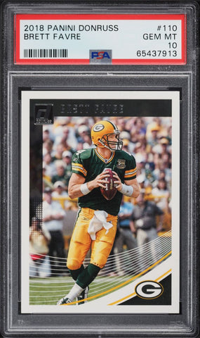2018 Donruss FB Card #110 Brett Favre Green Bay Packers HOF PSA 10 GEM MINT (MGD2)
