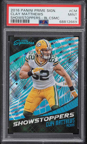 2016 Prime Signatures FB Card #CM Clay Matthews SHOWSTOPPERS COSMIC /100 PSA 9 (MGD2)