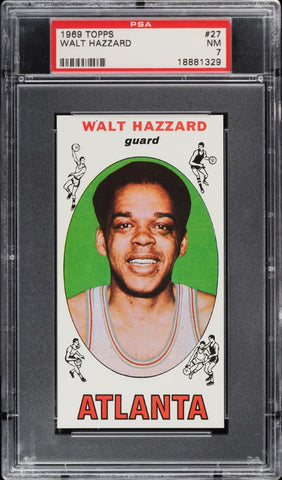 1969 Topps Bkb Card # 27 Walt Hazzard ROOKIE RC PSA 7 NRMT (MGD2)
