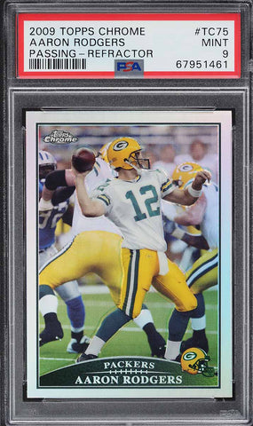2009 Topps Chrome FB Card #TC75 Aaron Rodgers Packers REFRACTOR PSA 9 MINT (MGD2)