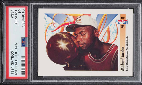 1991 Skybox BkB Card #334 Michael Jordan Chicago Bulls HOF PSA 10 GEM MINT (MGD2)