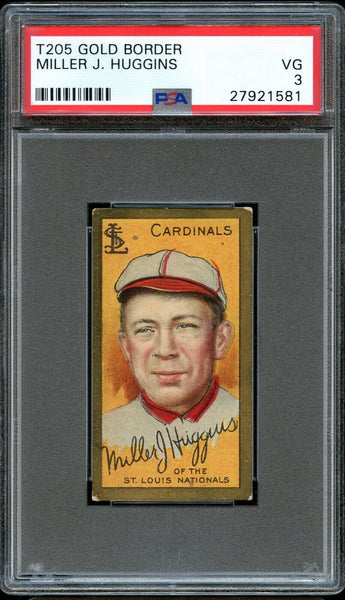 1911 T205 Gold Border Sovereign MILLER HUGGINS St. Louis Cardinals HOF PSA VG 3 (MGD2)