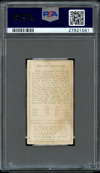 1911 T205 Gold Border Sovereign MILLER HUGGINS St. Louis Cardinals HOF PSA VG 3 (MGD2)