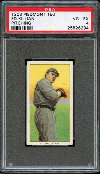 1909-11 T206 Ed Killian Detroit, PITCHING, PIEDMONT 150/25 PSA VG-EX 4 (MGD2)