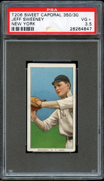 1909-11 T206 Jeff Sweeney New York, SWEET CAPORAL 350/30 PSA VG+ 3.5 (MGD2)