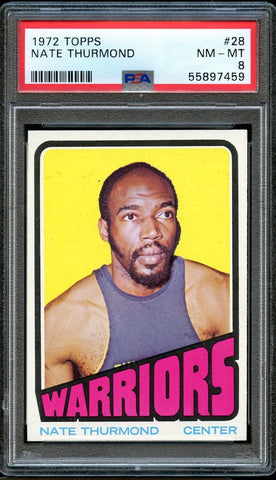 1972 Topps BkB Card # 28 Nate Thurmond San Francisco Warriors HOF PSA 8 NM-MT (MGD2)