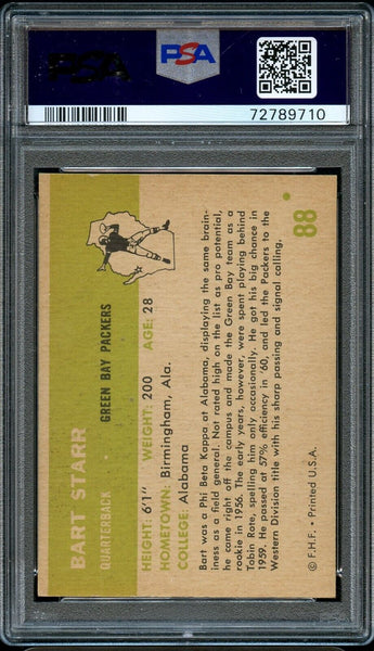 1961 Fleer FB Card # 88 Bart Starr Green Bay Packers HOF PSA NM-MT 8 (MGD2)