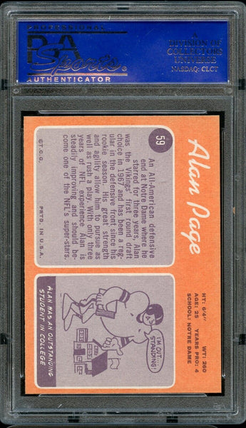 1970 Topps FB Card # 59 Alan Page Minnesota Vikings HOF ROOKIE PSA NM-MT 8 (MGD2)