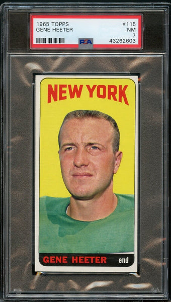 1965 Topps FB Card #115 Gene Heeter New York Jets SHORT PRINT PSA NM 7 (MGD2)