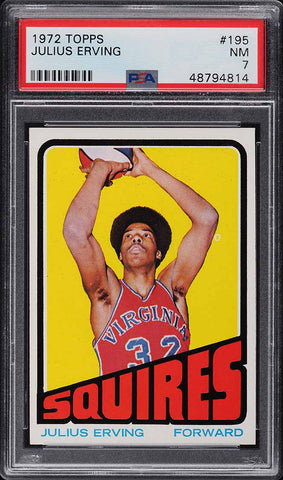 1972 Topps BkB Card #195 Julius Erving HOF ROOKIE RC PSA 7 NRMT PWCC-A (MGD2)