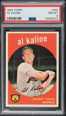 1959 Topps BB Card #360 Al Kaline Detroit Tigers HOF PSA 8 NM-MT (MGD2)