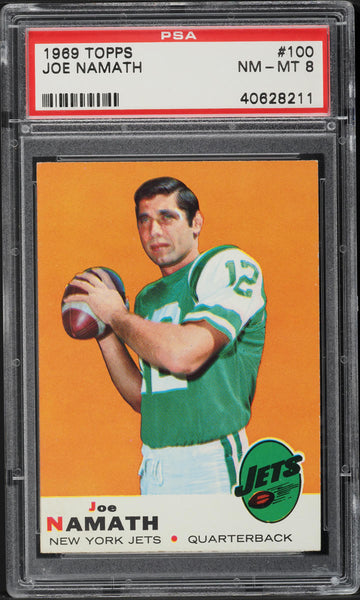 1969 Topps FB Card #100 Joe Namath New York Jets HOF PSA 8 NM-MT