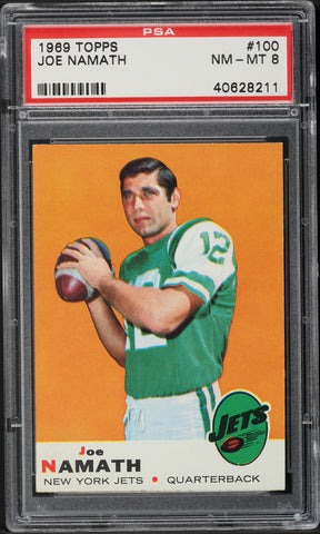 1969 Topps FB Card #100 Joe Namath New York Jets HOF PSA 8 NM-MT