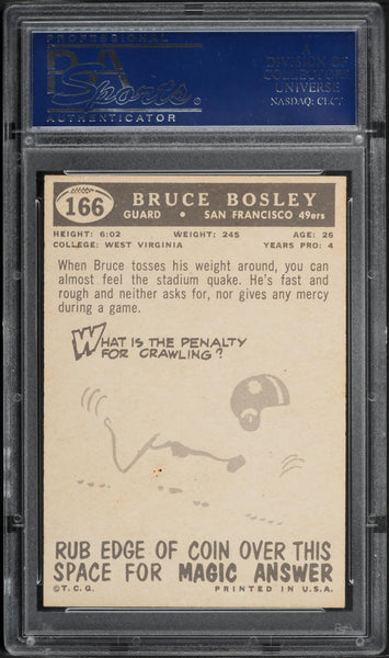 1959 Topps FB Card #166 Bruce Bosley San Francisco 49ers ROOKIE HOF PSA 7 NRMT (MGD2)