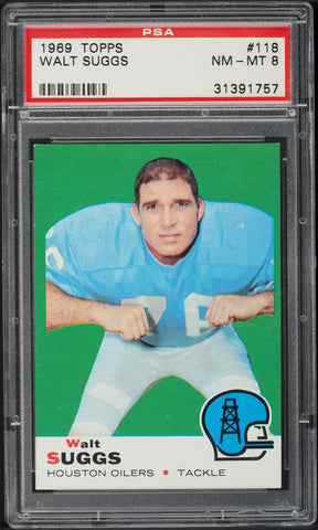 1969 Topps FB Card #118 Walt Suggs Houston Oilers PSA 8 NM-MT (MGD2)