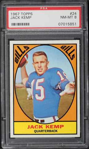 1967 Topps FB Card # 24 Jack Kemp Buffalo Bills HOF PSA 8 NM-MT (MGD2)