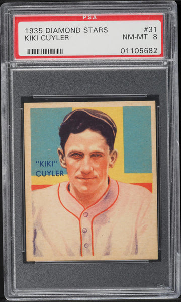 1935 Diamond Stars BB Card # 31 Kiki Cuyler Chicago Cubs HOF PSA 8 NM-MT (MGD2)