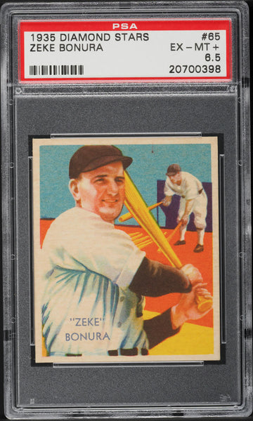 1935 Diamond Stars BB Card # 65 Zeke Bonura Chicago White Sox PSA 6.5 EXMT+ (MGD2)