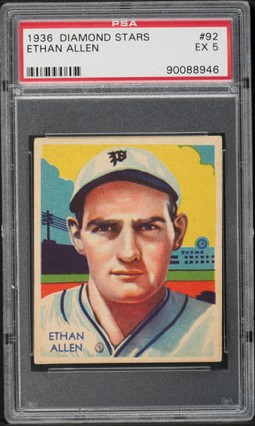 1936 Diamond Stars BB Card # 92 Ethan Allen Philadelphia Phillies PSA 5 EX (MGD2)