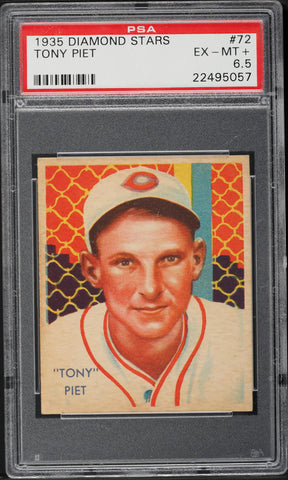 1935 Diamond Stars BB Card # 72 Tony Piet Chicago White Sox PSA 6.5 EXMT+ (MGD2)