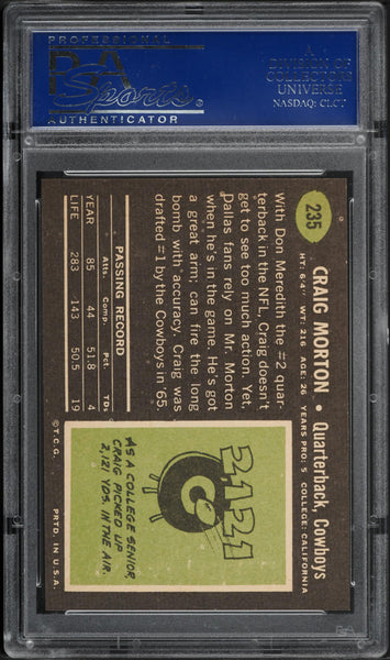 1969 Topps FB Card #235 Craig Morton Dallas Cowboys HOF PSA 8 NM-MT (MGD2)
