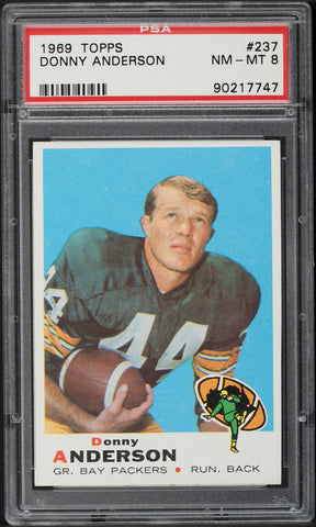 1969 Topps FB Card #237 Donny Anderson Green Bay Packers HOF PSA 8 NM-MT (MGD2)