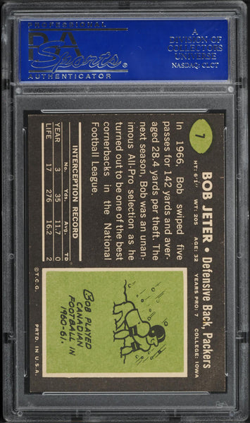 1969 Topps FB Card # 7 Bob Jeter Green Bay Packers HOF PSA 8 NM-MT (MGD2)