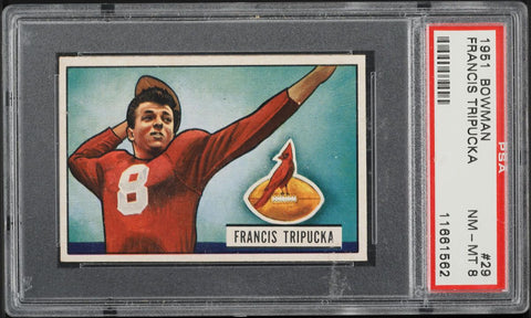 1951 Bowman BB Card # 29 Francis Tripucka Chicago Cardinals PSA 8 NM-MT (MGD2)