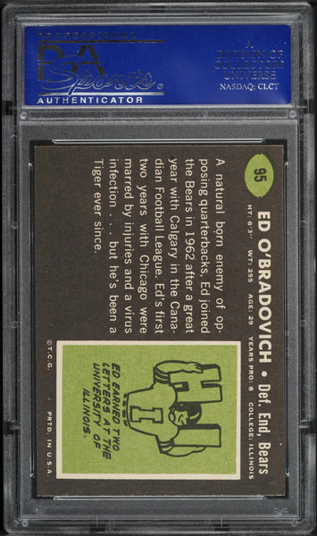1969 Topps FB Card # 95 Ed O'Bradovich Chicago Bears ROOKIE RC PSA 8 NM-MT (MGD2)