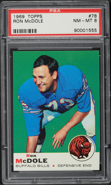1969 Topps FB Card # 78 Ron McDole Buffalo Bills PSA 8 NM-MT (MGD2)