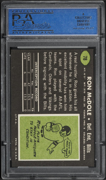1969 Topps FB Card # 78 Ron McDole Buffalo Bills PSA 8 NM-MT (MGD2)
