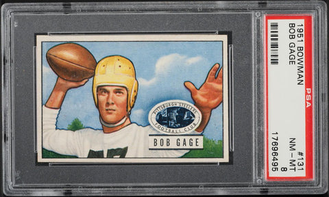 1951 Bowman FB Card #131 Bob Gage Pittsburgh Steelers PSA 8 NM-MT (MGD2)