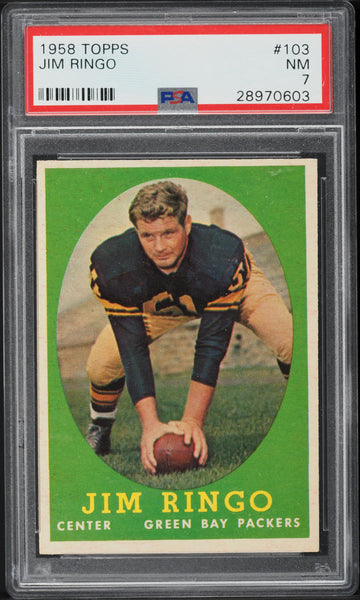 1958 Topps FB Card #103 Jim Ringo Green Bay Packers HOF PSA 7 NRMT (MGD2)