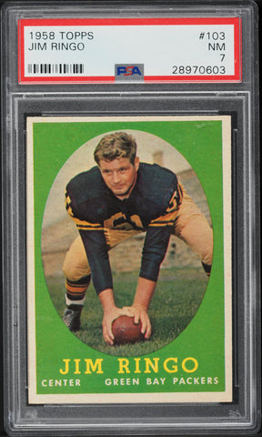 1958 Topps FB Card #103 Jim Ringo Green Bay Packers HOF PSA 7 NRMT (MGD2)