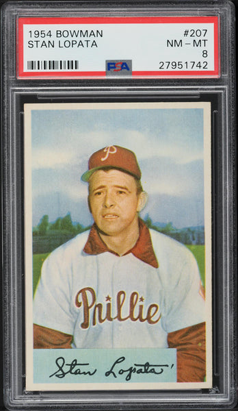 1954 Bowman BB Card #207 Stan Lopata Philadelphia Phillies PSA 8 NM-MT (MGD2)